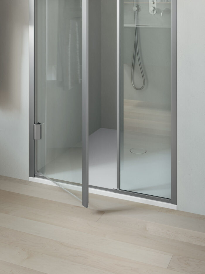Chiusura doccia ad angolo con anta battente con vetro fisso REXA Design