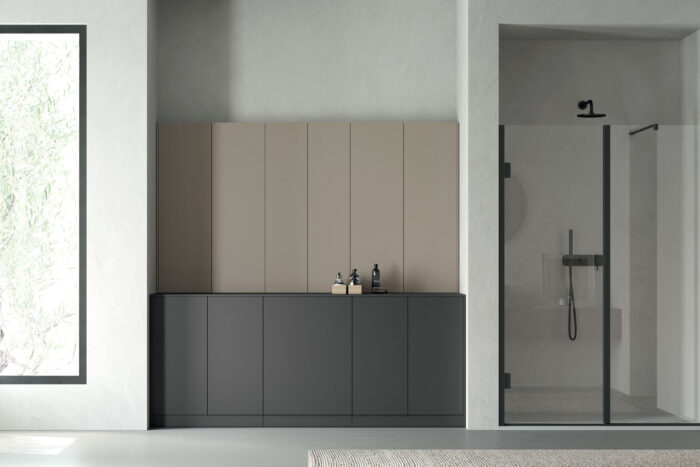 Chiusura doccia ad angolo con anta battente con vetro fisso REXA Design