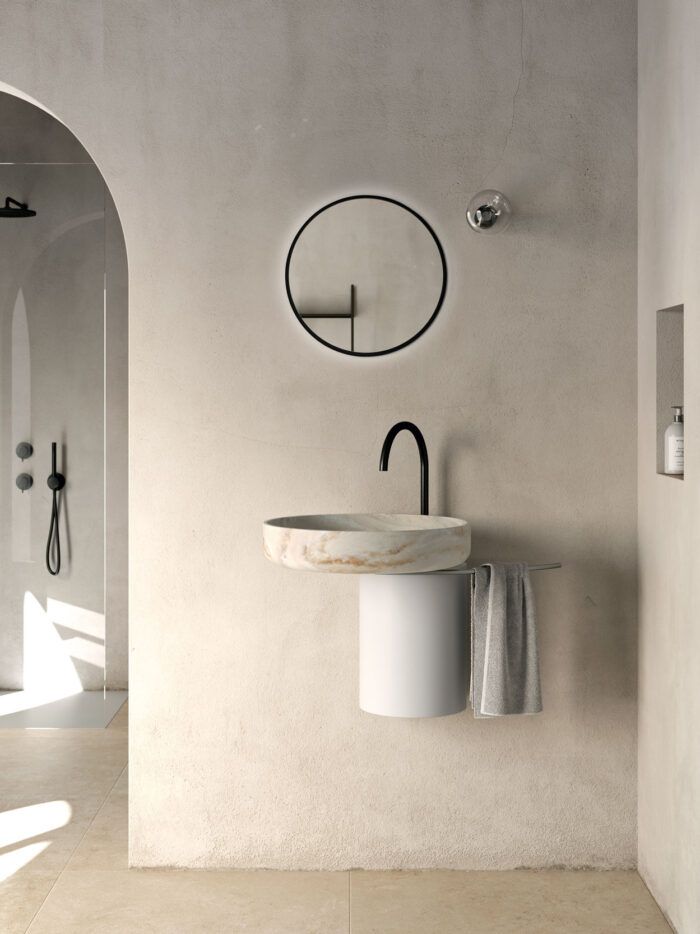 O_O Lavabo Sospeso con portasalviette Rexa Design